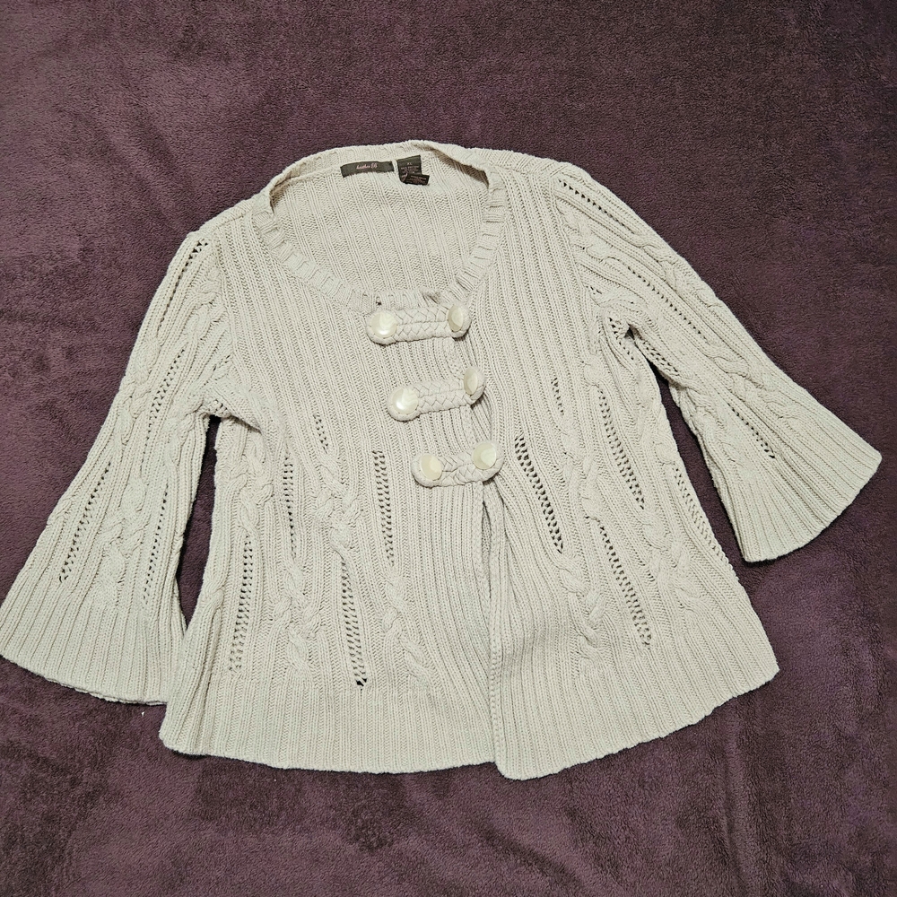 Heather B Cream Cardigan with Button Details XL
